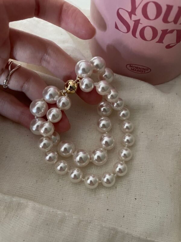 021-Imitation Pearl French Double Layers Pearl Knot Bracelet