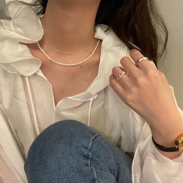 031-Metal Double Pearl Necklace