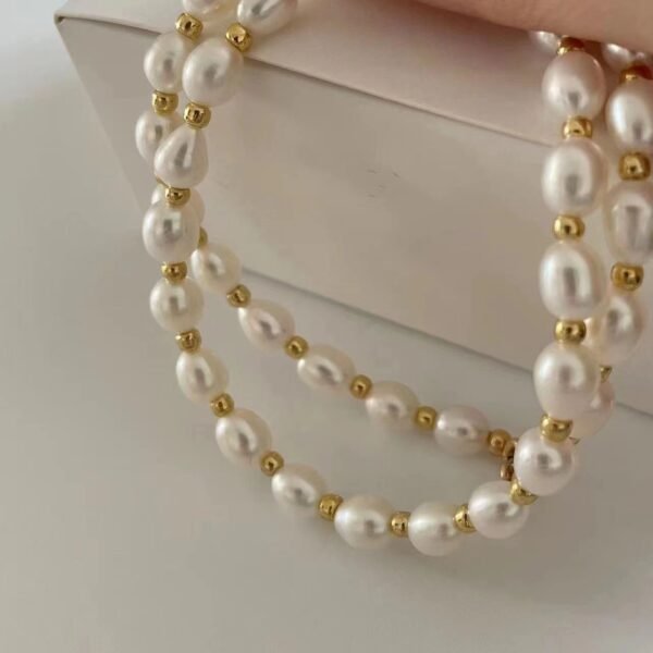 038-Spacer Gold Pearl Necklace