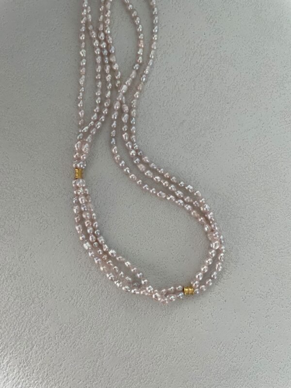 609-Triple-layered Fairy Pink Pearl Necklace