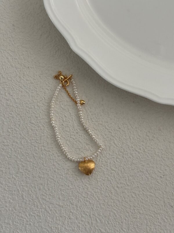 666-Natural Pearl Frosted Love Heart Very Fine Pearl Bracelet