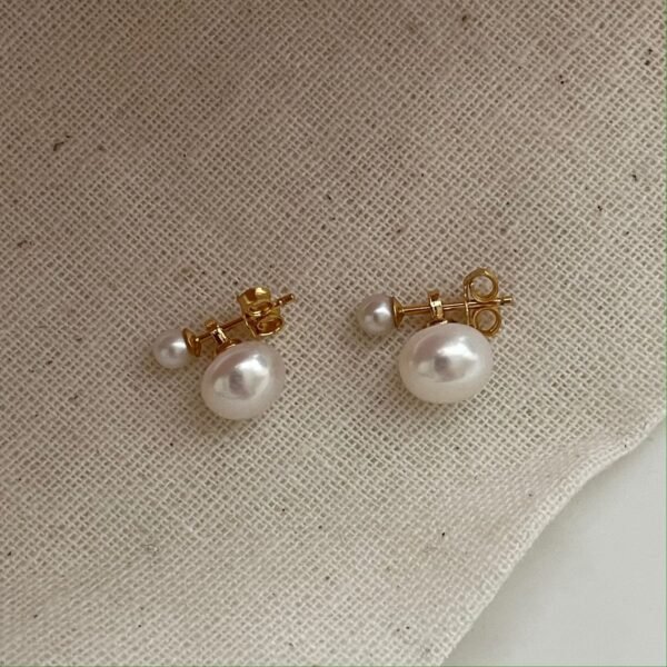 080 Double Genuine Pearl Earrings